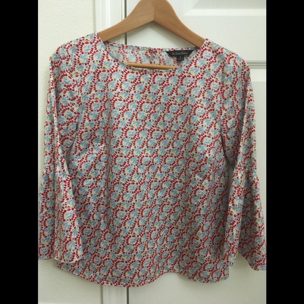Cute Brooks Brothers Hula Dancer Print Cotton Sateen Blouse